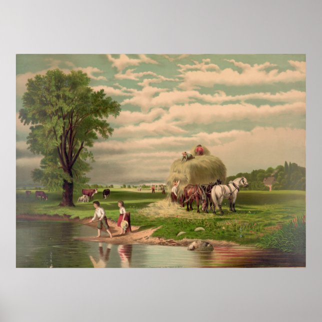 American Hay Harvest Print Poster (Vorne)