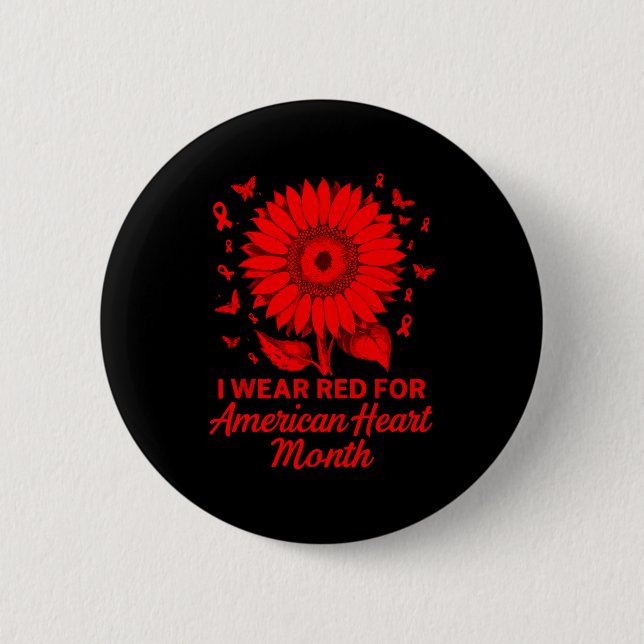 American Heart Disease Awareness Month Ribbon Red  Button (Vorderseite)