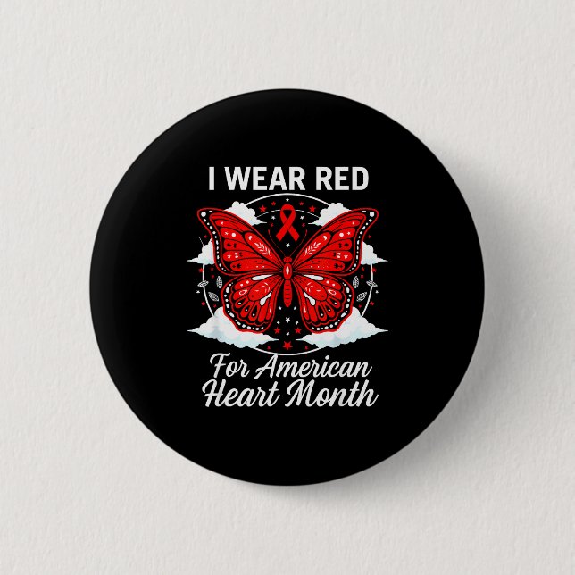 American Heart Disease Awareness Month Ribbon Red  Button (Vorderseite)