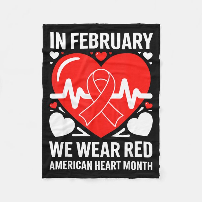 American Heart Disease Awareness Month Ribbon Red  Fleecedecke (Vorderseite)
