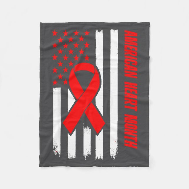 American Heart Disease Awareness Month Ribbon Red  Fleecedecke (Vorderseite)