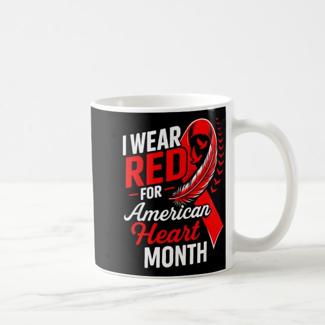 American Heart Disease Awareness Month Ribbon Red  Kaffeetasse (Rechts)