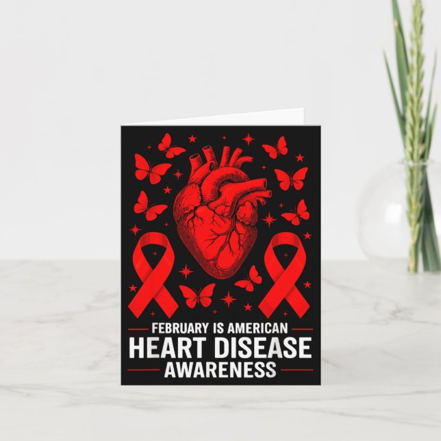 American Heart Disease Awareness Month Ribbon Red  Karte (Vorderseite)