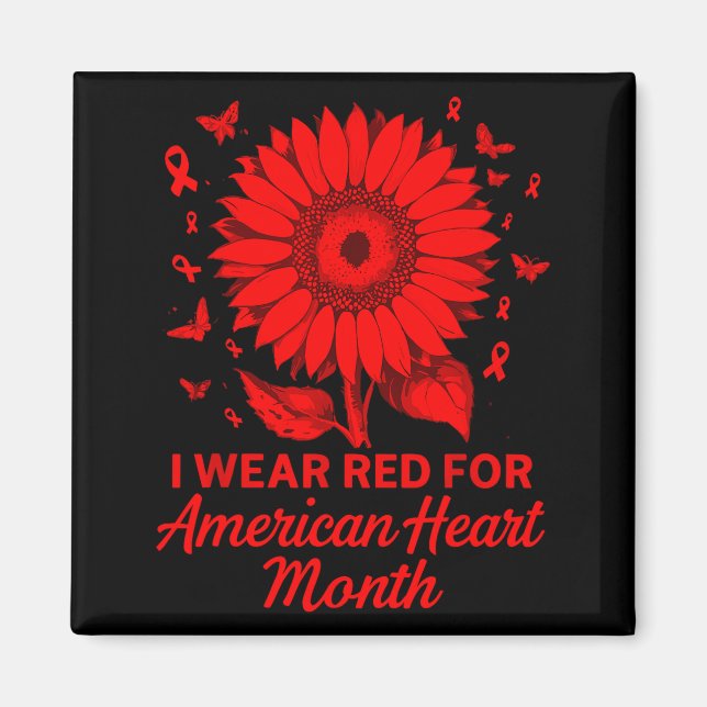 American Heart Disease Awareness Month Ribbon Red  Magnet (Vorne)