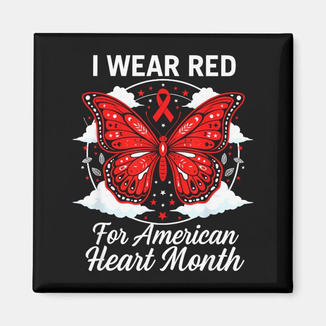 American Heart Disease Awareness Month Ribbon Red  Magnet (Vorne)