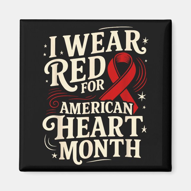 American Heart Disease Awareness Month Ribbon Red  Magnet (Vorne)