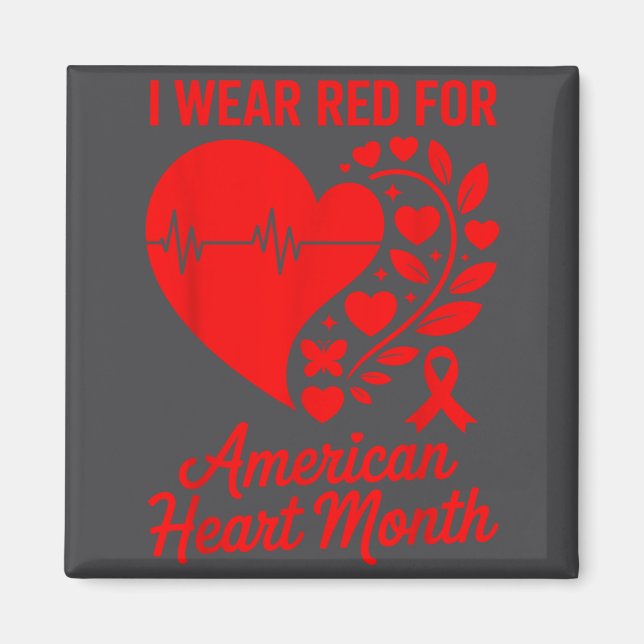 American Heart Disease Awareness Month Ribbon Red  Magnet (Vorne)