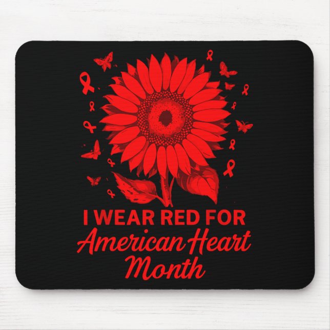 American Heart Disease Awareness Month Ribbon Red  Mousepad (Vorne)