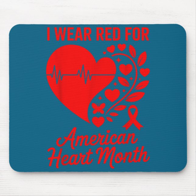 American Heart Disease Awareness Month Ribbon Red  Mousepad (Vorne)