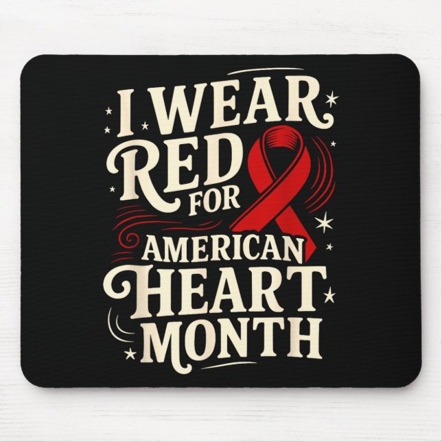 American Heart Disease Awareness Month Ribbon Red  Mousepad (Vorne)