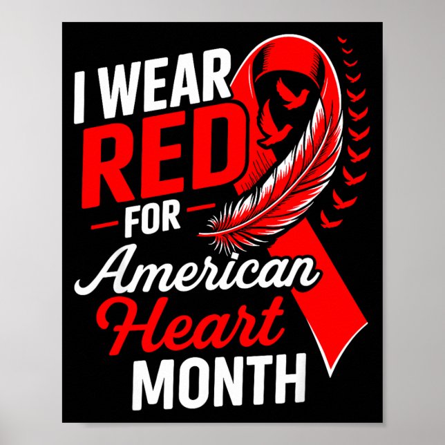 American Heart Disease Awareness Month Ribbon Red  Poster (Vorne)