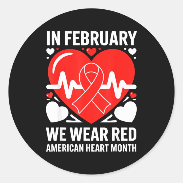 American Heart Disease Awareness Month Ribbon Red  Runder Aufkleber (Vorderseite)