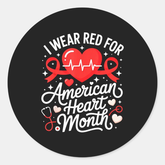American Heart Disease Awareness Month Ribbon Red  Runder Aufkleber (Vorderseite)