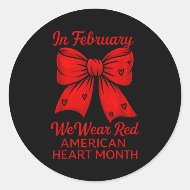American Heart Disease Awareness Month Ribbon Red  Runder Aufkleber (Vorderseite)
