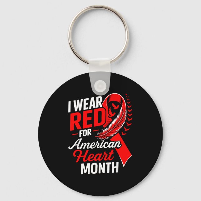American Heart Disease Awareness Month Ribbon Red  Schlüsselanhänger (Vorderseite)