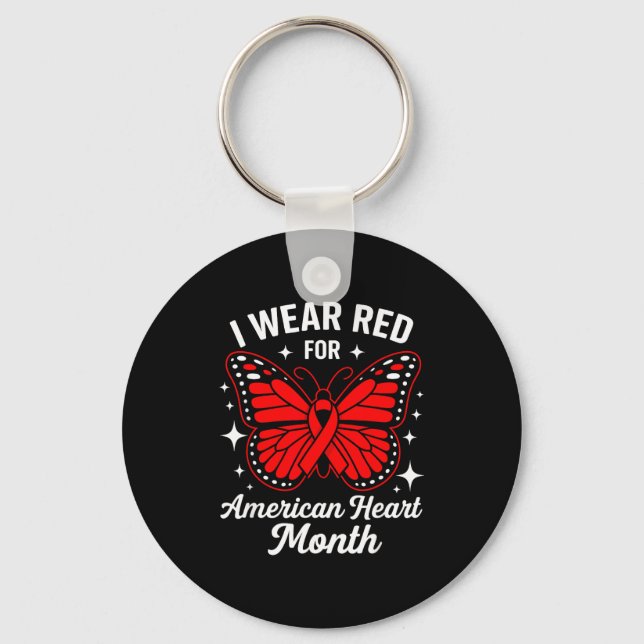 American Heart Disease Awareness Month Ribbon Red  Schlüsselanhänger (Vorderseite)