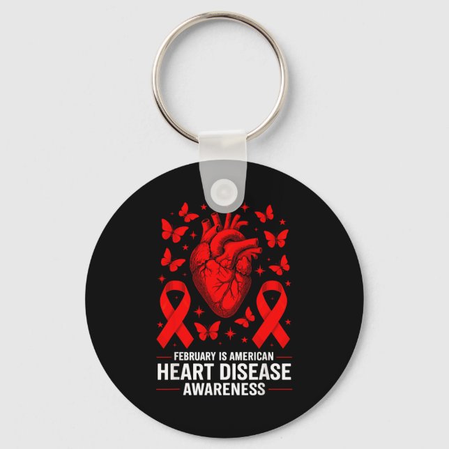American Heart Disease Awareness Month Ribbon Red  Schlüsselanhänger (Vorderseite)