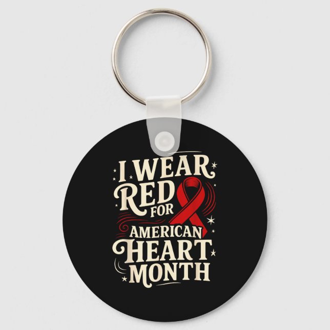 American Heart Disease Awareness Month Ribbon Red  Schlüsselanhänger (Vorderseite)