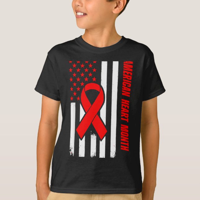 American Heart Disease Awareness Month Ribbon Red  T-Shirt (Vorderseite)