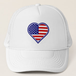 American Heart Shape USA Flag Mesh Hat Truckerkappe