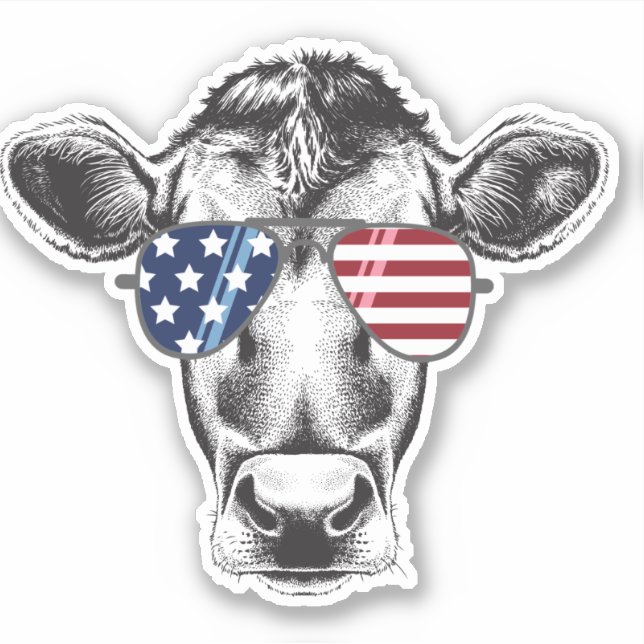 American Hipster Cow Aufkleber (Vorderseite)