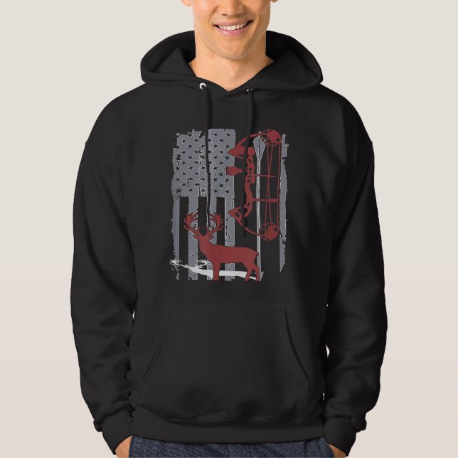 American Hunter Deer Jagd Bogenschieber Hoodie (Vorderseite)