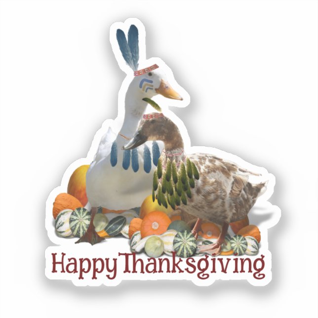 American Indian Ducks Thanksgiving  Aufkleber (Vorderseite)
