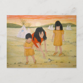 American Indian Mother with Daughters Postkarte