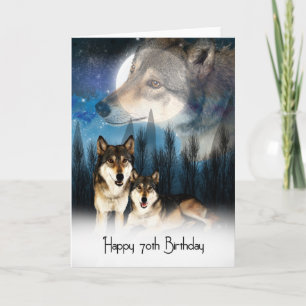 American Indian Style Wolf Carte d'anniversaire 70