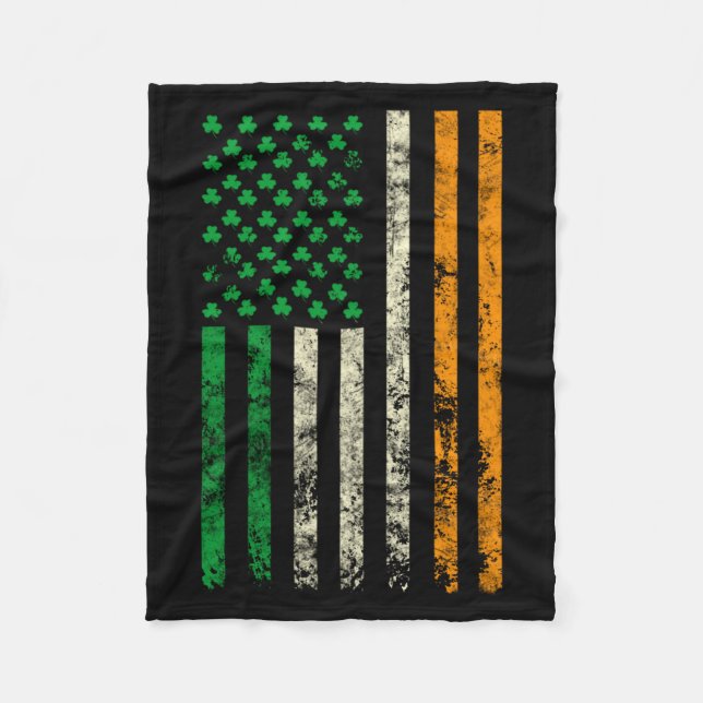 American Ireland Flag Shamrock Irish Patricks Day  Fleecedecke (Vorderseite)