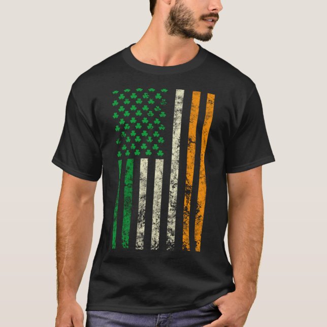 American Ireland Flag Shamrock Irish Patricks Day  T-Shirt (Vorderseite)