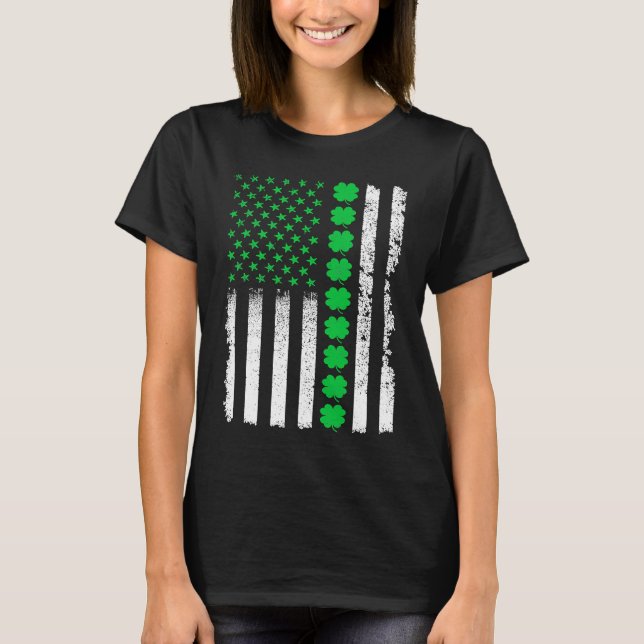American Irish Flag Shamrock Lucky St Patricks Day T-Shirt (Vorderseite)