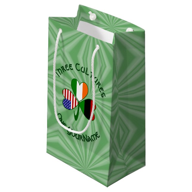 American Irish USA Flags Kleeblatt Personal Kleine Geschenktüte (Vorderseite Schrägansicht)