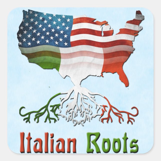 American Italian Roots Quadratischer Aufkleber (Vorderseite)