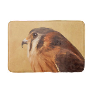 American Kestrel Painting - Original Bird Art Badematte