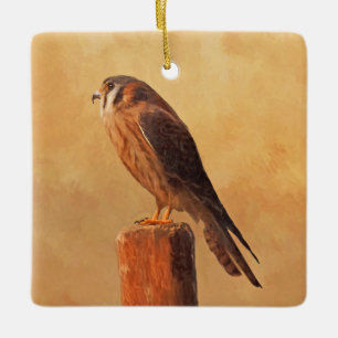 American Kestrel Painting - Original Bird Art Keramikornament