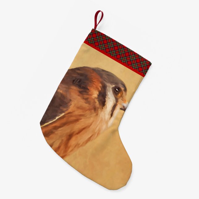 American Kestrel Painting - Original Bird Art Kleiner Weihnachtsstrumpf (Vorderansicht (hängend))