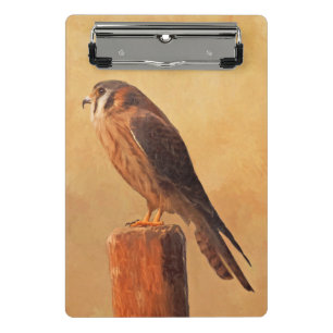 American Kestrel Painting - Original Bird Art Mini Klemmbrett