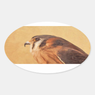 American Kestrel Painting - Original Bird Art Ovaler Aufkleber