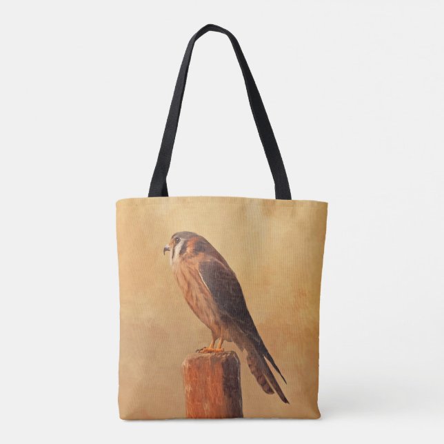 American Kestrel Painting - Original Bird Art Tasche (Rückseite)