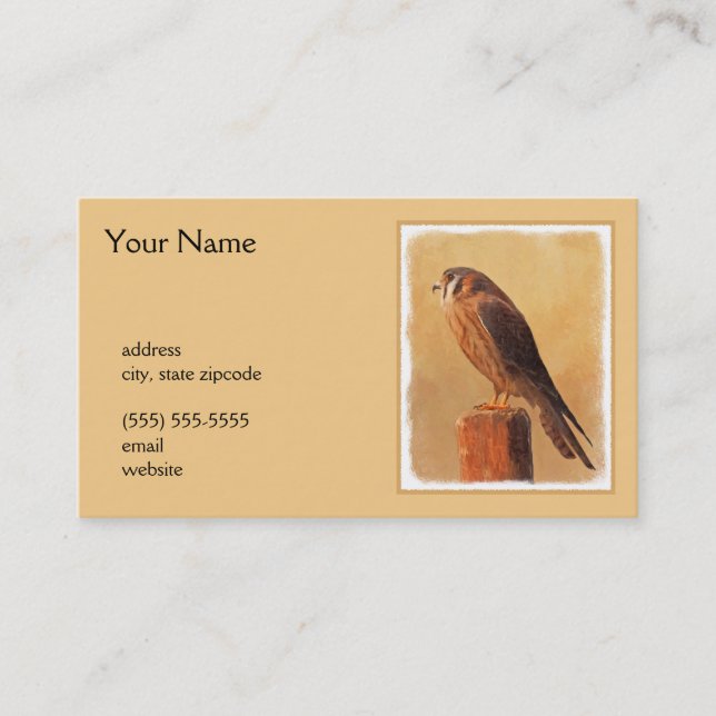 American Kestrel Painting - Original Bird Art Visitenkarte (Vorderseite)