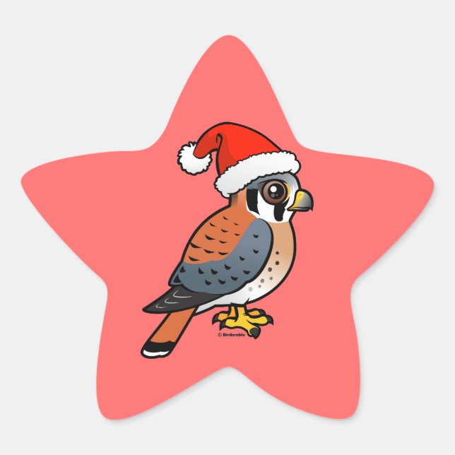 American Kestrel Santa Stern-Aufkleber (Vorderseite)