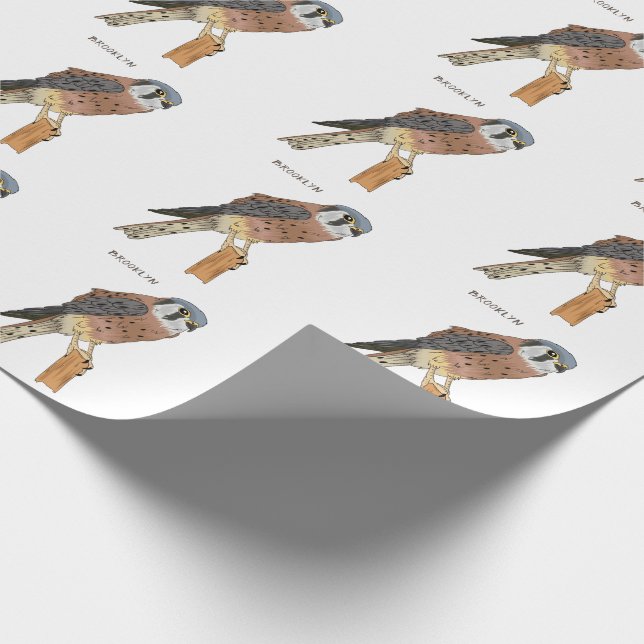 American Kestrel Vogelillustrierung Geschenkpapier (Ecke)