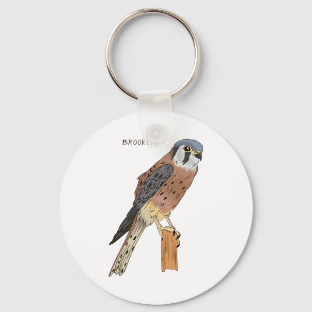 American Kestrel Vogelillustrierung Schlüsselanhänger (Vorderseite)