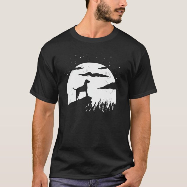 American Leopard Hound and Moon Halloween T-Shirt (Vorderseite)