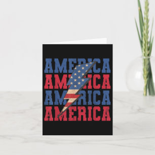 American Lightning Bolt Patriotic USA Flag Happy 4 Karte