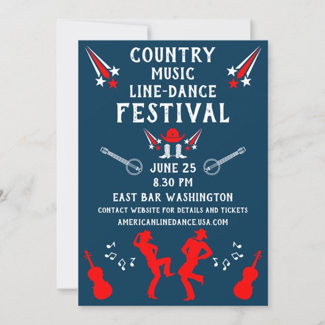 American Line Dancing Festival und Party Einladung (Vorderseite)