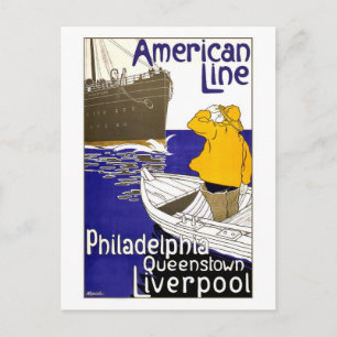 AMERICAN LINE - Vintage Reiseplakat Design Postkarte
