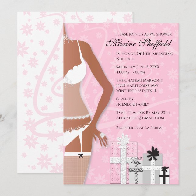American Lingerie Brautparty Einladung (Vorne/Hinten)