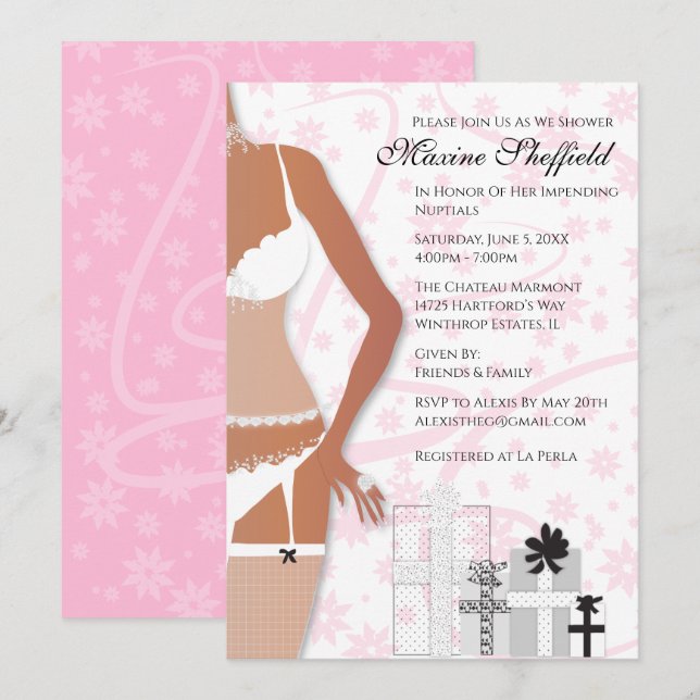 American Lingerie Brautparty Pink Einladung (Vorne/Hinten)